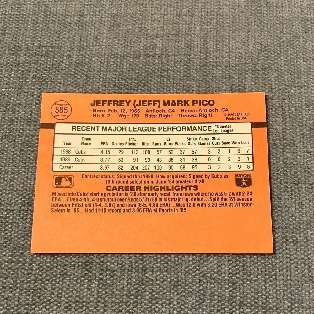 1990 Donruss Chicago Cubs Baseball Card Trading Card